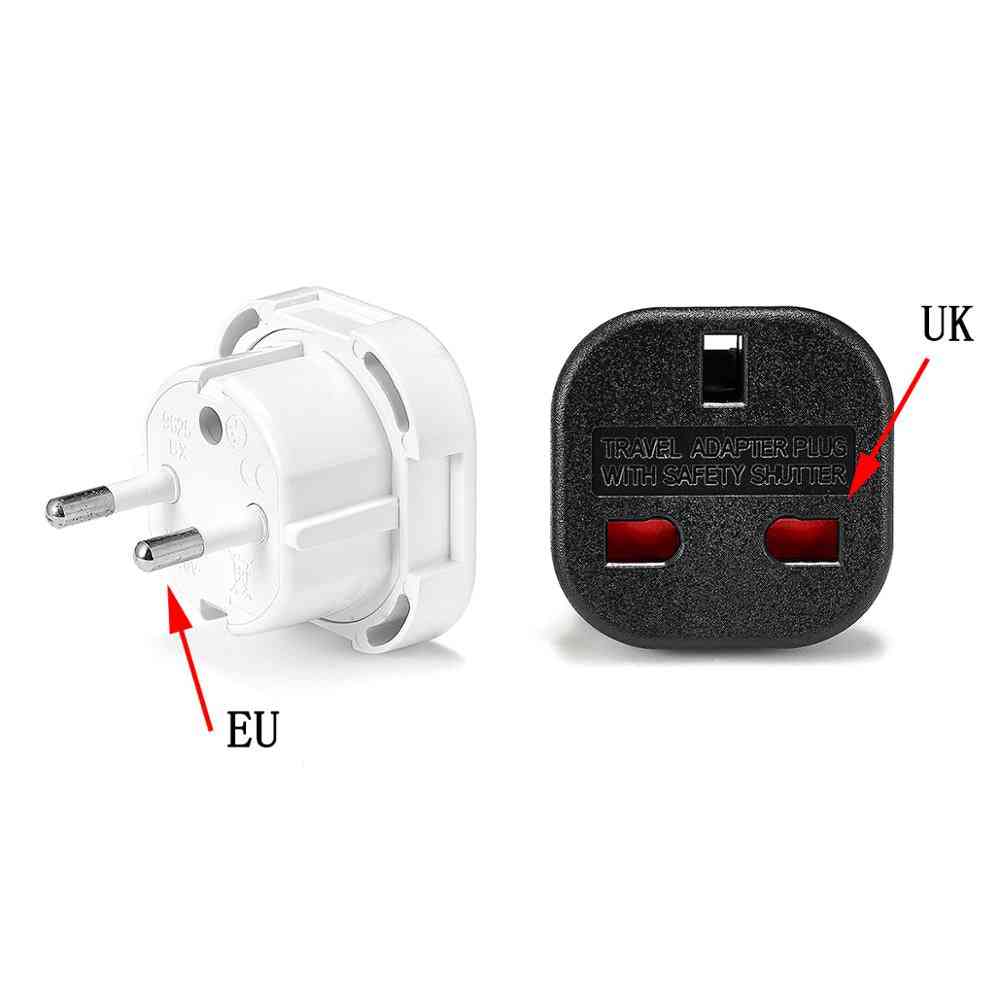 1kpl Universal UK to EU Plug Converter - 250V AC virtalähde