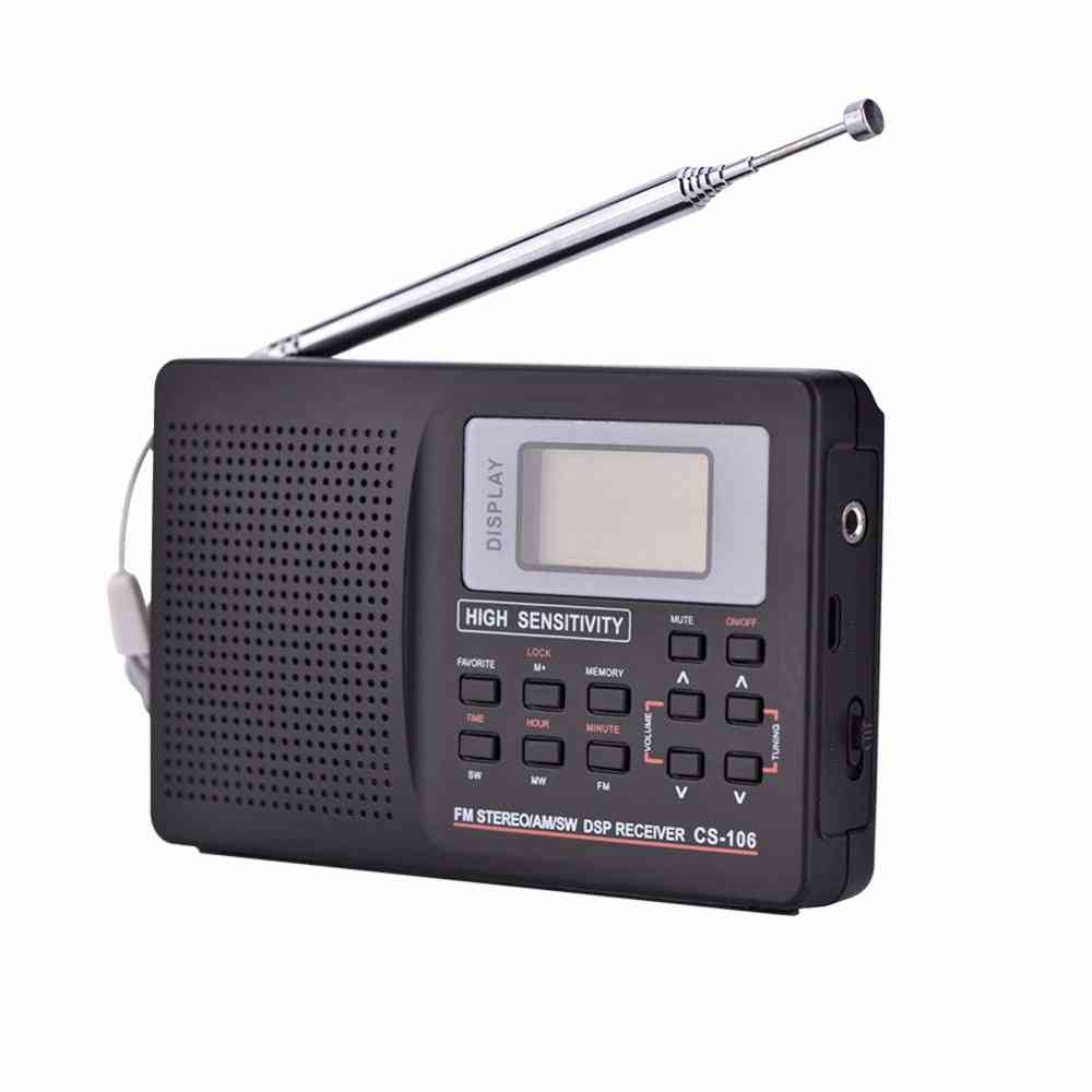 Am / sw / lw / tv / fm- receptor de frecuencia completa de sonido de radio que recibe radio fm con reloj despertador radio portátil