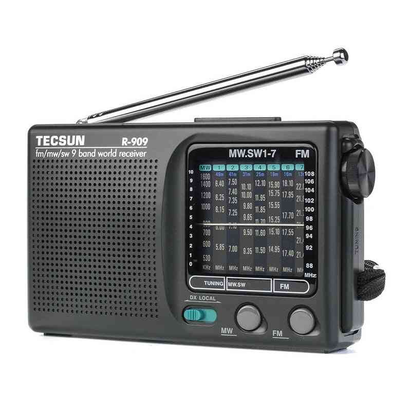 Tecsun r-909 radio- fm / mw / sw 9 bånds ordmottaker bærbar radio