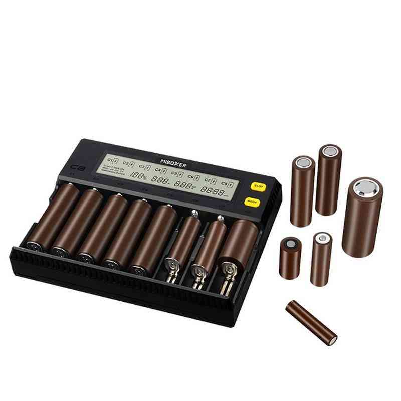C8 18650 slimme batterijlader met lcd-scherm (dc12v 3a (5,5 * 2,1 mm))