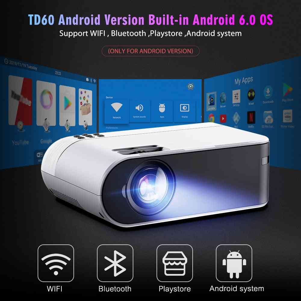 Mini projektor prenosný wifi android chytrý telefón 3d beamer