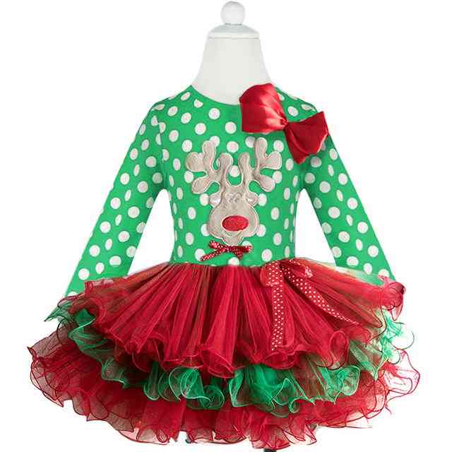 Snygg baby flicka karneval santa klänning för flickor sommar mus jul barnkläder fest tyll barn kostym - 1-1 / 2t