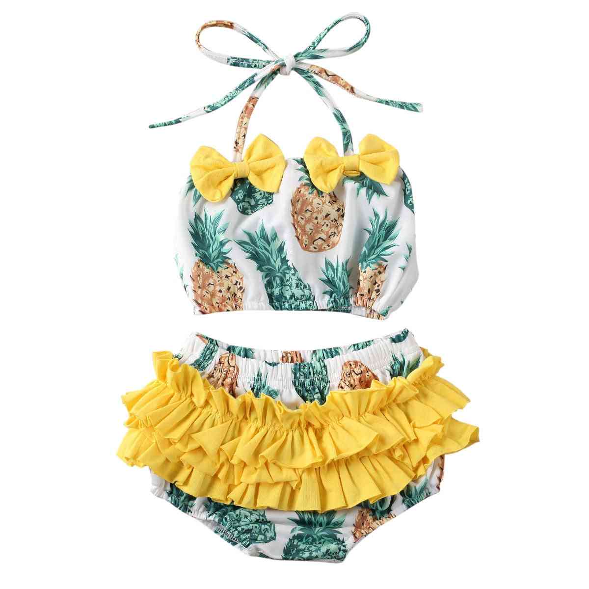 Kupaći kostim za djevojčice ljetni kupaći kostim s uzorkom ananasa i lubenice, kupaći kostim s mašnom s volanima