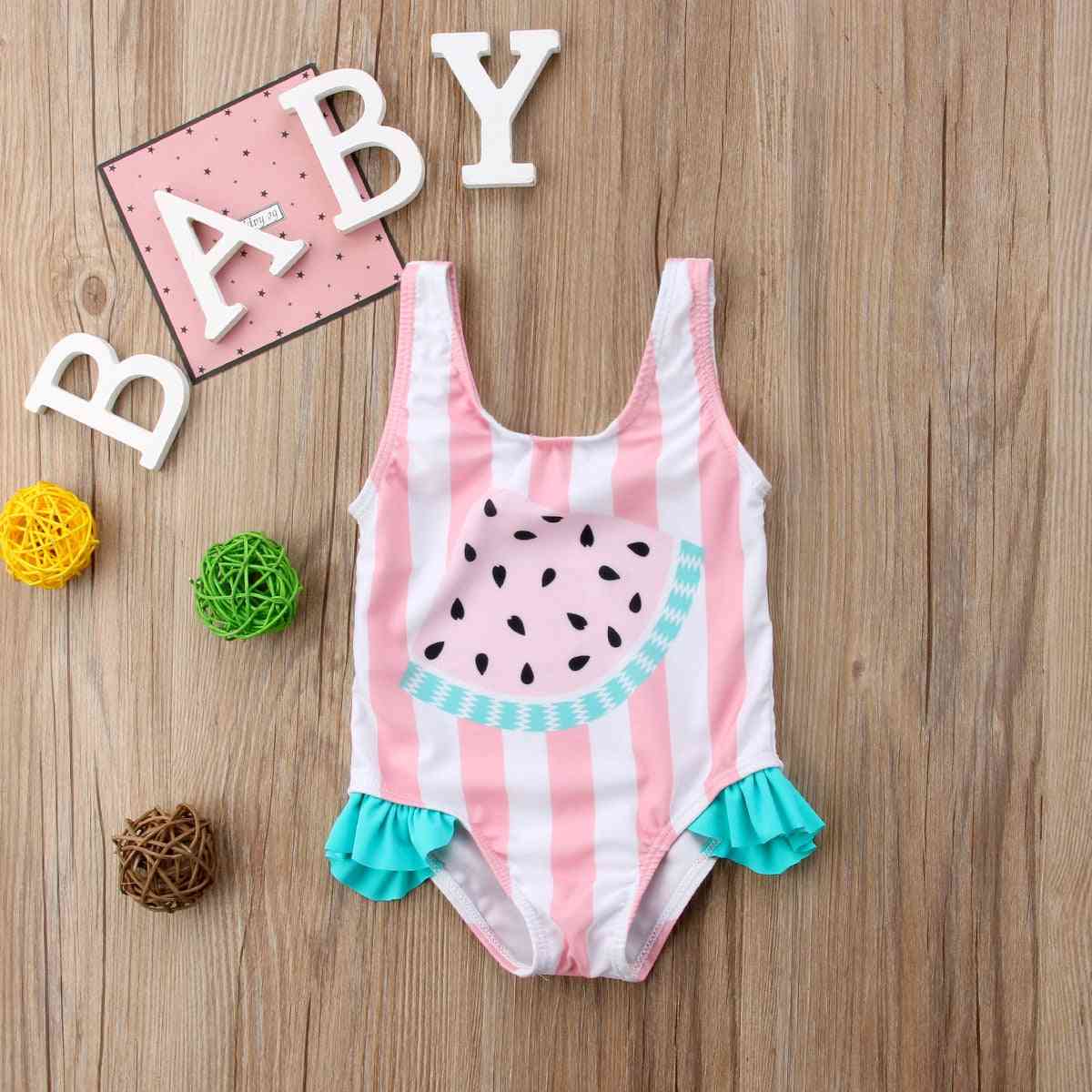 Newborn Baby Girl Swimwear, Watermelon Striped Swimsuit Swimming