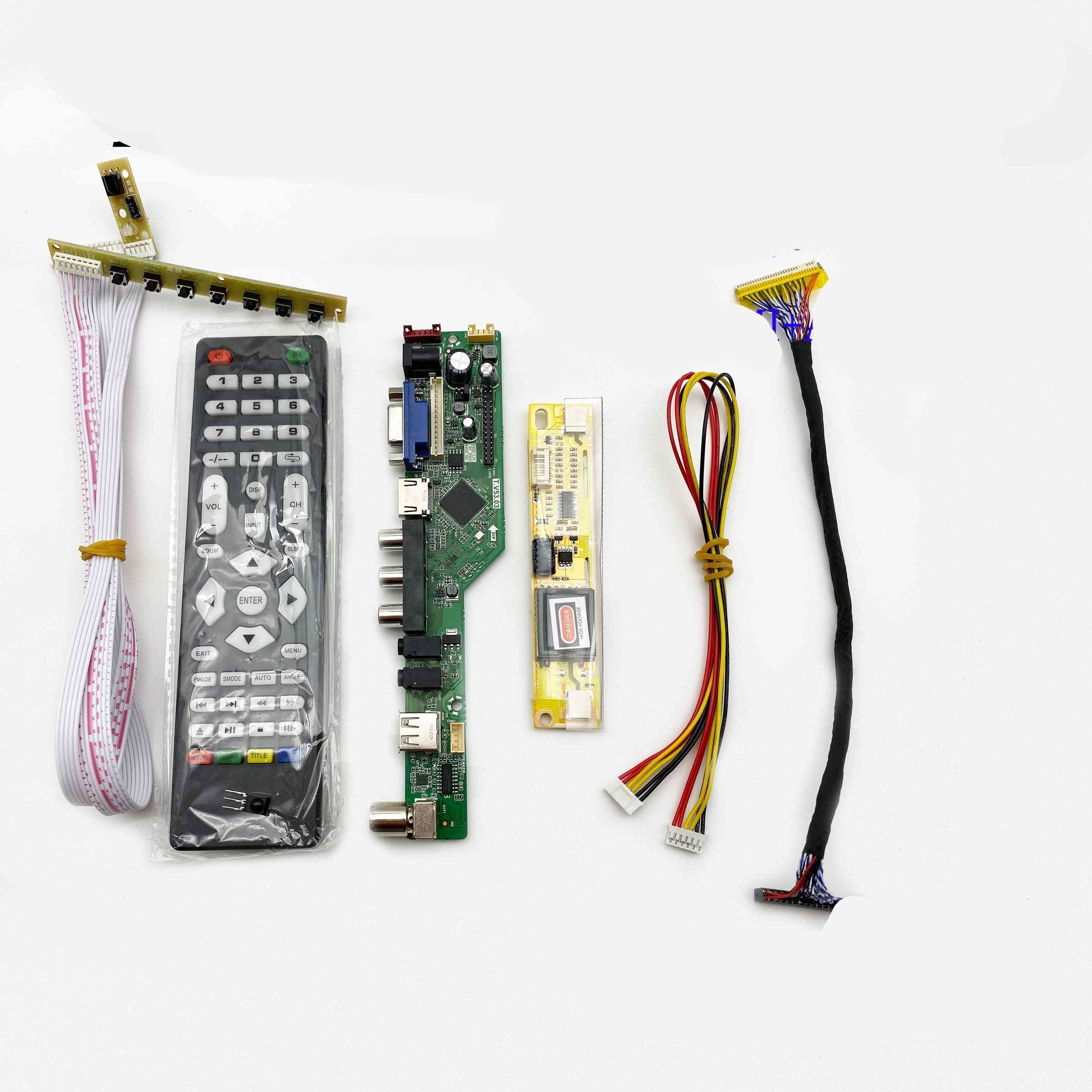 Universal-LCD-TV-Controller-Treiberplatine, PC / VGA / HDMI / USB-Schnittstelle + 7-Tastatur + 2-Lampen-Wechselrichter