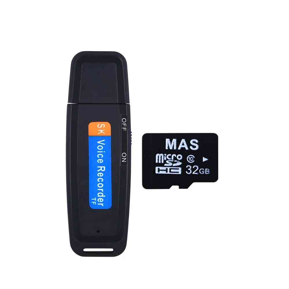 Mini Dictaphone Usb Voice Recorder, Pen U-disk Professional Flash Drive - Micro Sd Tf Card Up To 32g