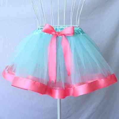 Girls Casual Chiffon Skirts, Pink And Grey Ribbon Skirt