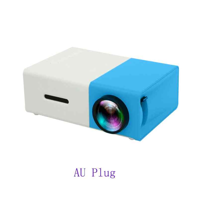 Mini led / lcd, projektor hdmi usb z pilotem (4,92 x 3,35 x 1,77 cala) - niebiesko-biała wtyczka au