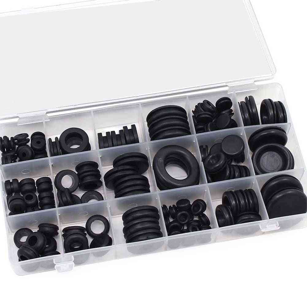 18 Sizes Grommet Kit, Rubber Plugs Waterproof Conductor Assortment Cables Gasket Ring Protect Wire