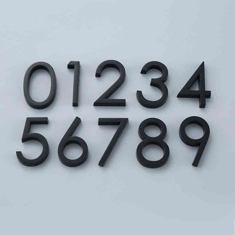 Zwarte plastic deur nummer stickers - zelfklevende huisnummer borden voor appartement / hotel / kantoor kamer adres nummer deur plaat - type a / nummer 0