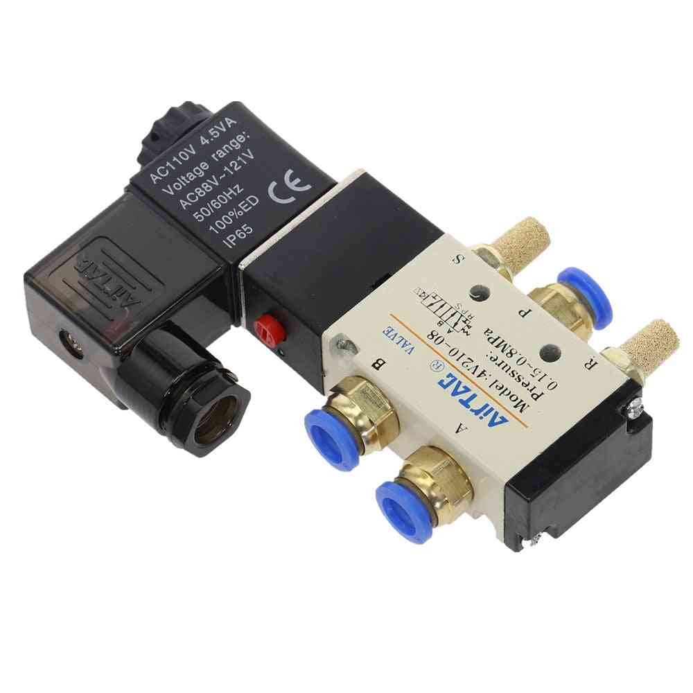 Pneumatic Electric Solenoid 5 Way, 2 Position Control Air Gas Magnetic Valve