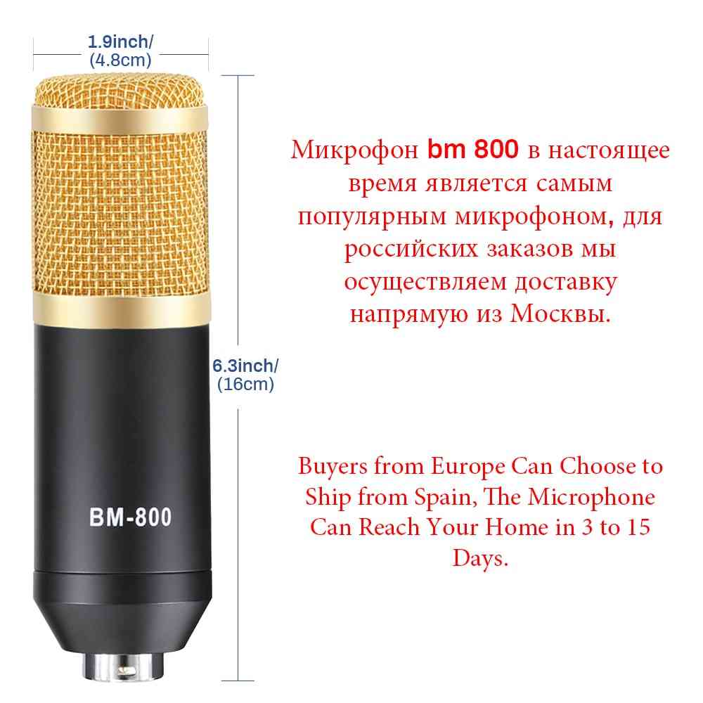 Mikrofon studimikrofonsæt kondensator bundt stativ -karaoke mikrofon popfilter phantom power
