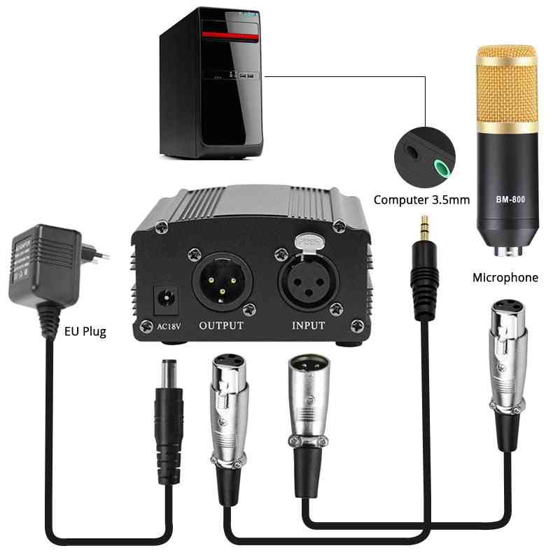 Mikrofon studimikrofonsatser kondensorpaket stativ -karaoke mic popfilter fantomeffekt