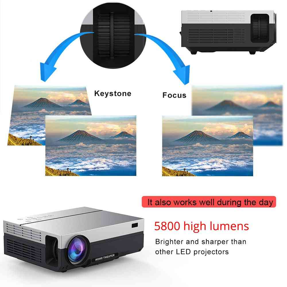 T26l / t26k 1080p ledet fuld hd projektor video beamer 5800 lumen fhd, 3d hjemmebiograf hdmi (android 9.0 wifi ac3 valgfri)