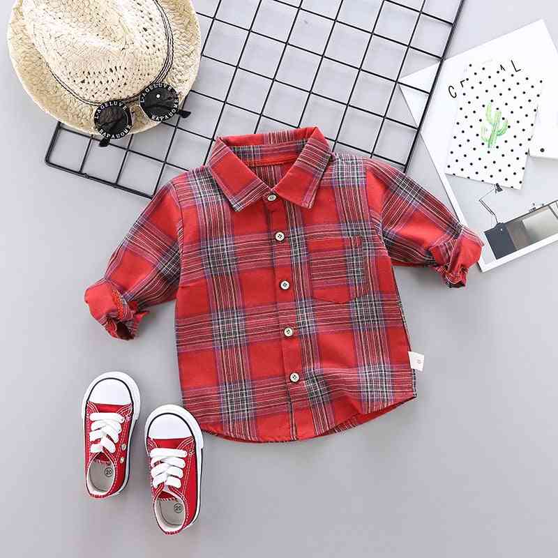 Spring & Autumn Plaid Shirt, Cotton Long Sleeve Casual Shirts For /