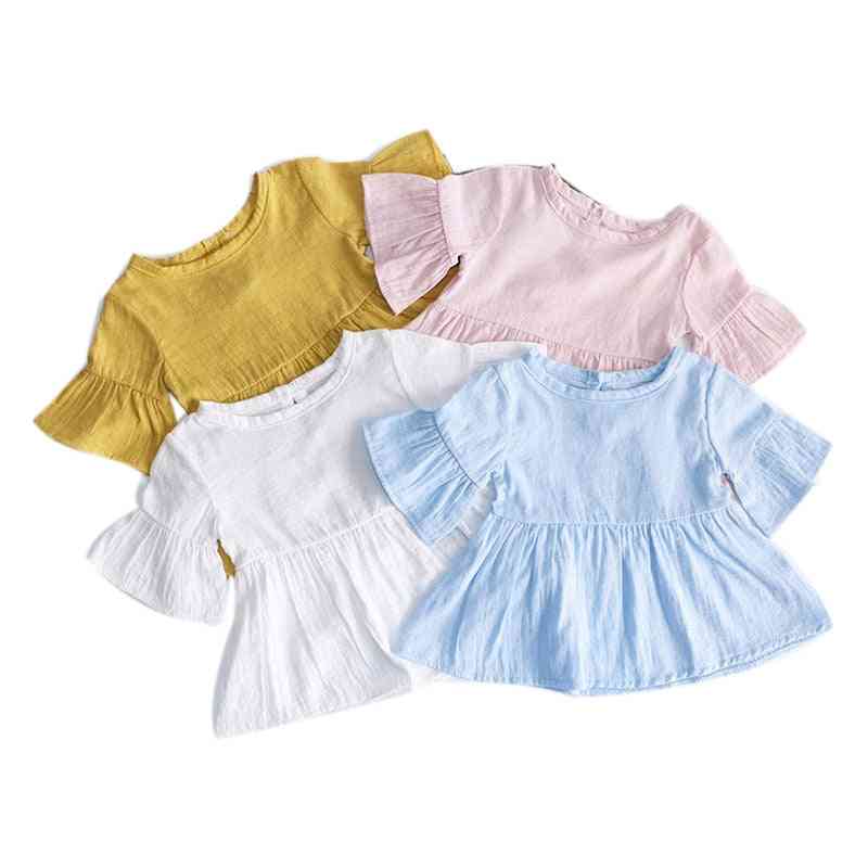 блузи с флаерни ръкави, памучни ежедневни детски момичета
