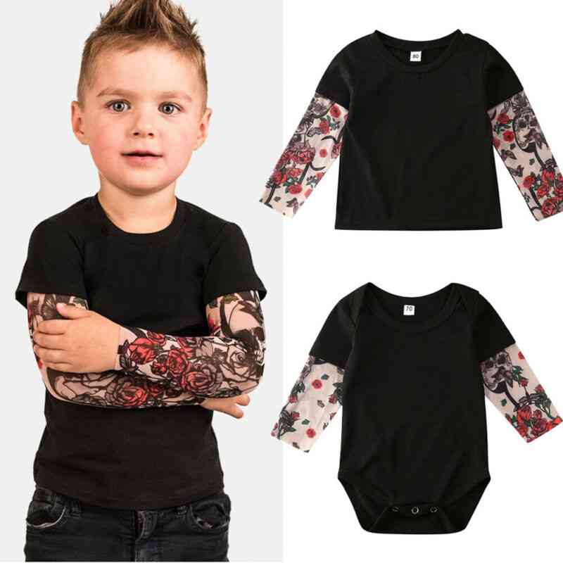 Camicia manica del tatuaggio dei bambini del bambino, vestiti stabiliti fratelli della tuta / magliette abbinati