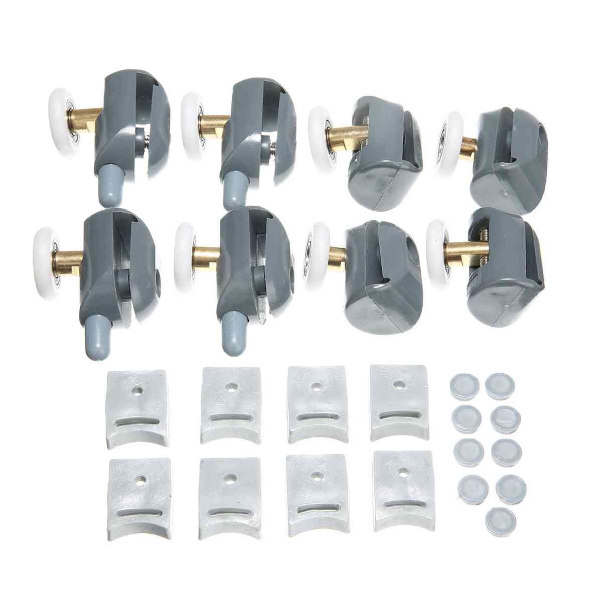 8 pezzi / set ruote a rulli bagno rullo corridore accessori per la doccia, con set di blocchi 23 mm