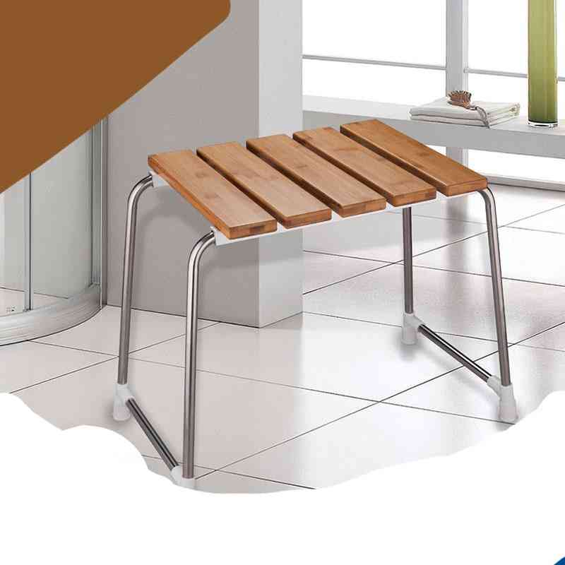 Silla de baño independiente asiento de baño -banco de bambú de acero inoxidable sillas de ducha de baño (y520) -