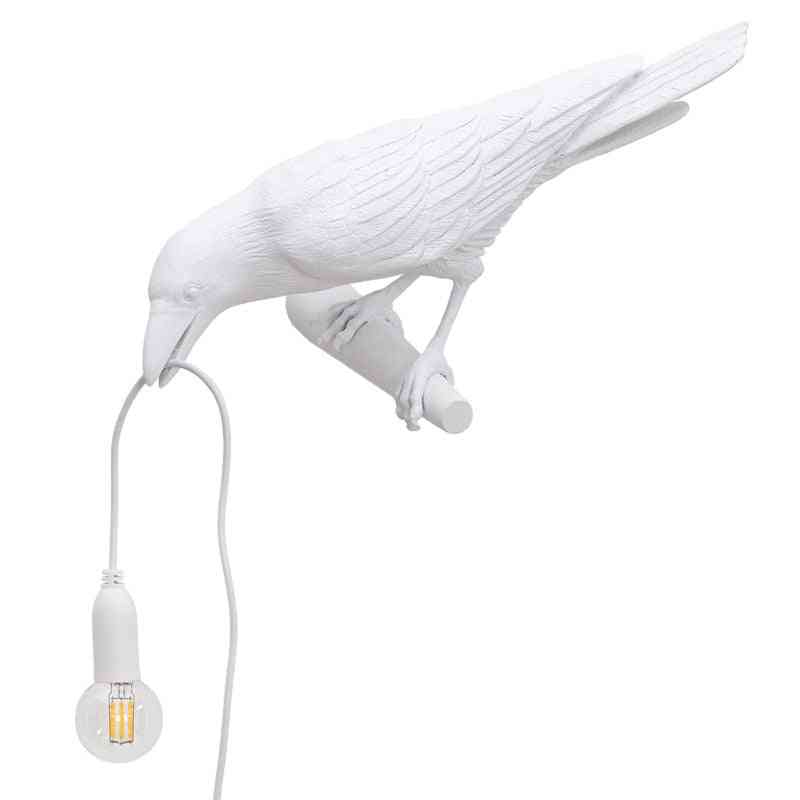 Lámparas de mesa led de pajarito led de diseñador nórdico lámpara de escritorio de cuervo de resina moderna para estudio dormitorio decoración del hogar arte accesorios de iluminación - un estilo negro