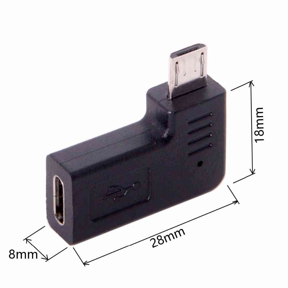 10 Stück / Los, 90-Grad-Adapter für Winkel nach links und rechts, um das Typ-C-Kabel in ein Micro-USB-Gerät umzuwandeln.