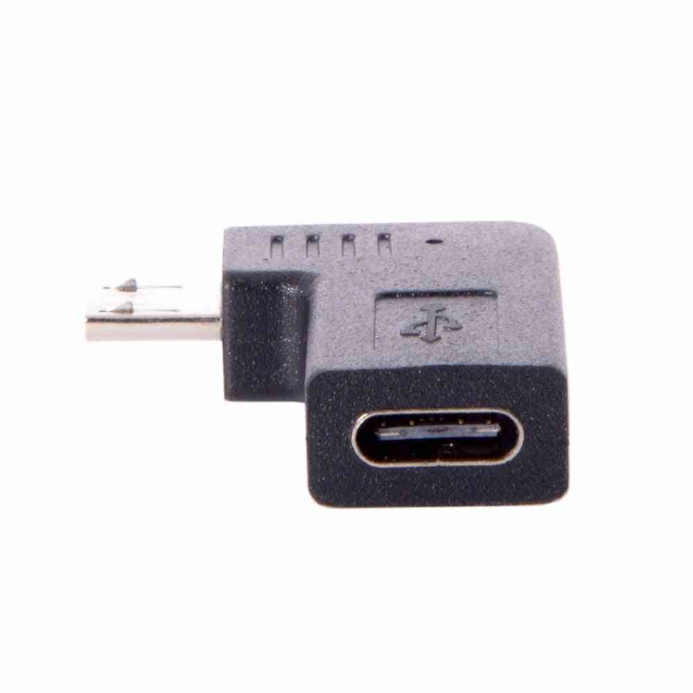 90 stupňů - levý a pravý úhlový - adaptér pro samici typu C na micro USB 2.0