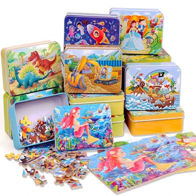 Puzzle de jouets en bois pour enfants, dessin animé, puzzle animal, apprentissage éducatif précoce pour les enfants
