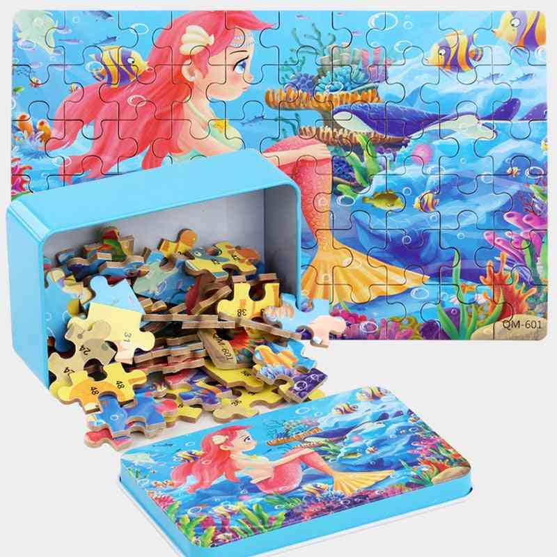 Wooden Puzzle Cartoon Animal, Child Early Educational Learning For