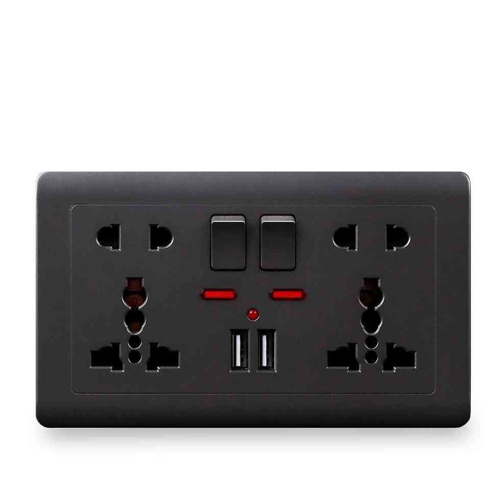 2.1a Dual Usb Port Uk Wall Power Socket, Universal 5 Hole Outlet
