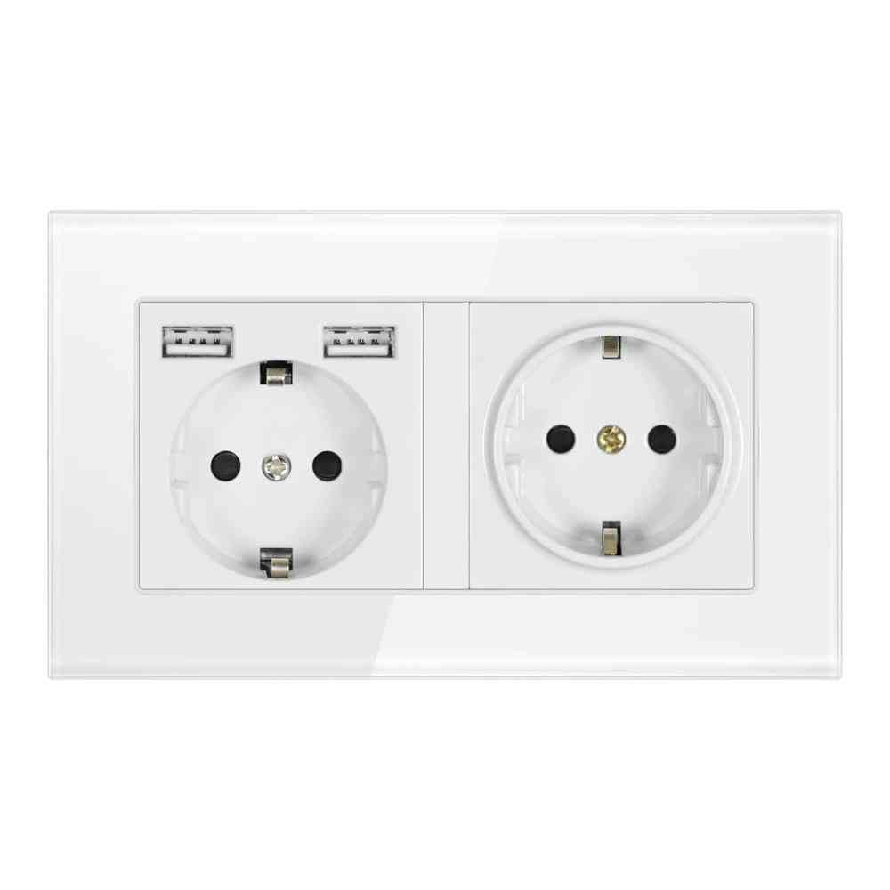 Eu Standard Grounded Electrical Socket With Usb Outlet Strip