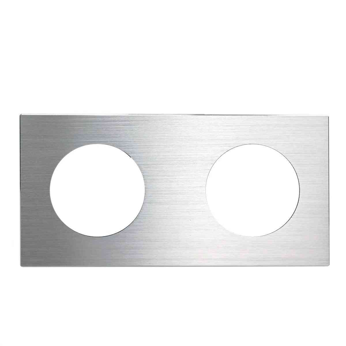172*86mm Double Panel Brushed Aluminum For Wall Switch Socket, Uk, Eu Universal Metal Plate