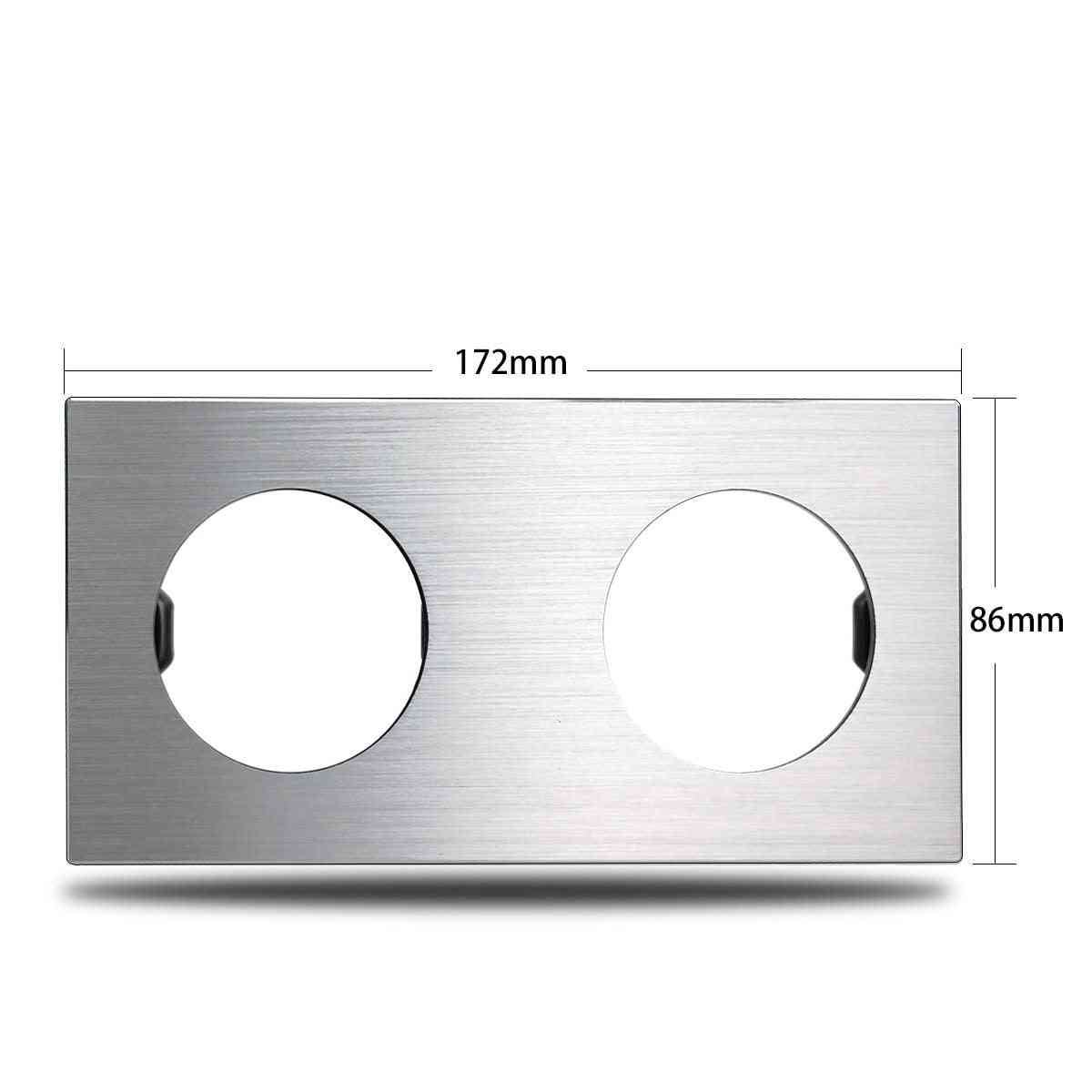 172*86mm Double Panel Brushed Aluminum For Wall Switch Socket, Uk, Eu Universal Metal Plate