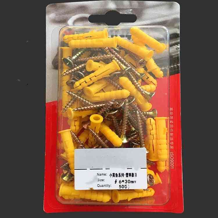 500pcs Plastic Expansion Tube, Self Tapping Wall Anchors Plugs