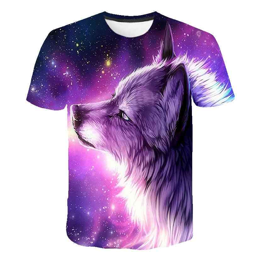 Camiseta cool para niños 3d wolf, moda de verano, tops de manga corta para niños, niñas set-2