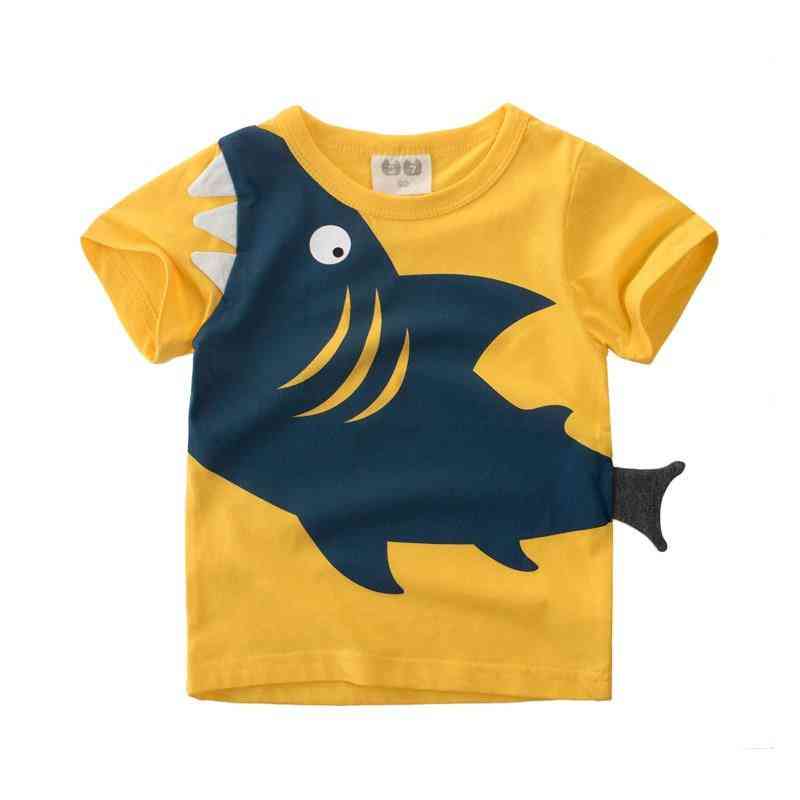 тениска с шарка за бебешка акула, дрехи за момчета, комплект за момичета-2