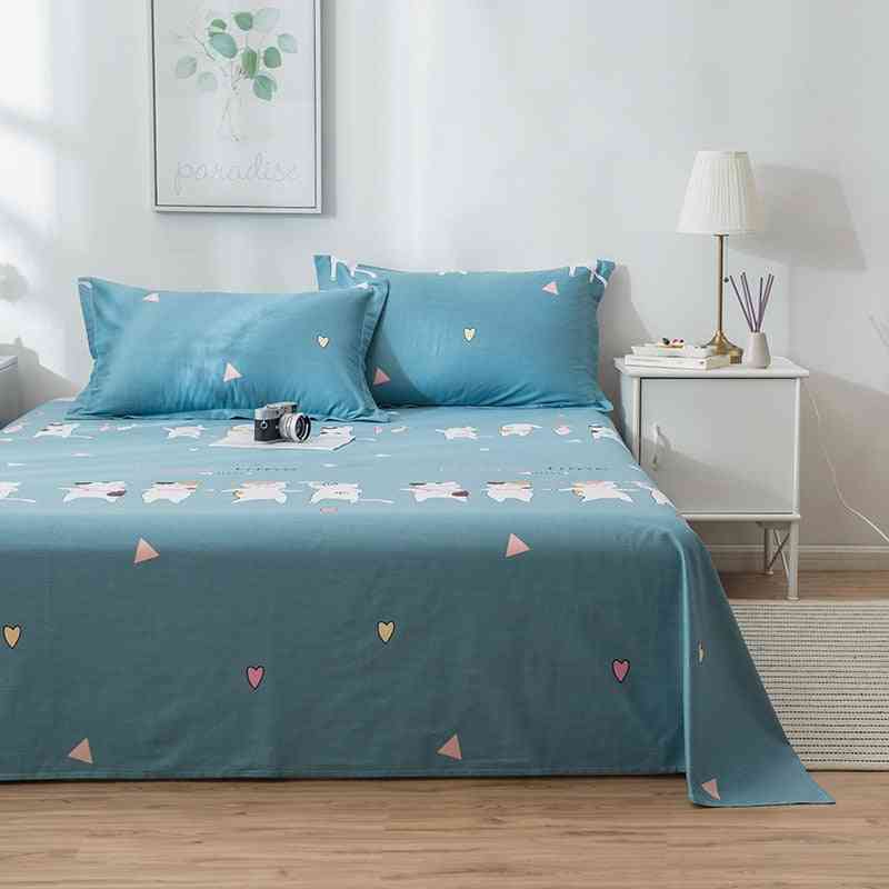 Flower Printed Flat Bed Sheet-cozy Breathable Mattress Protective Cover