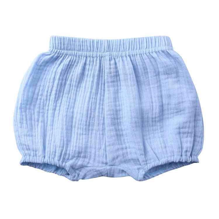 Shorts d'été pour garçons / filles, pantalons courts en pain de coton et lin - Bloomers mode nouveau-né 6 mois - 4 ans - bleu ciel / 9m