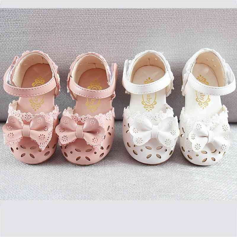 Sapatos infantis de verão - couro da moda, sandálias infantis doces para meninas, sapatos de bebê respirável hoolow out arco - p / tamanho 15