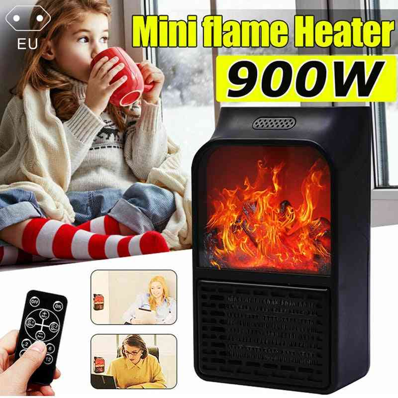 900w Wall Mount Electric Fireplace Heater Flame, With Remote Control