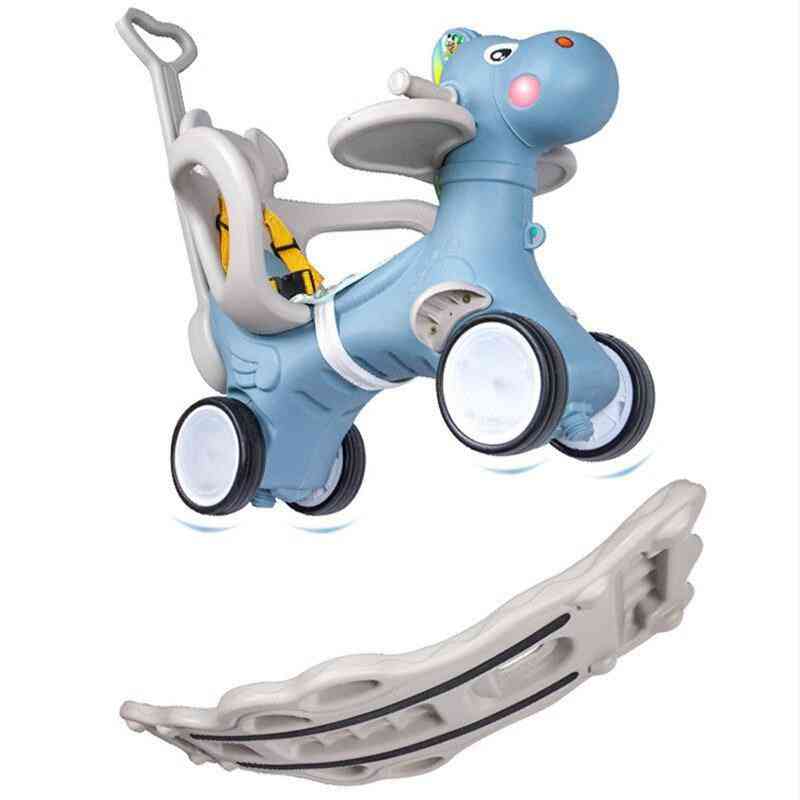 2 в 1 детска конска количка дървена рокерска езда - играчка