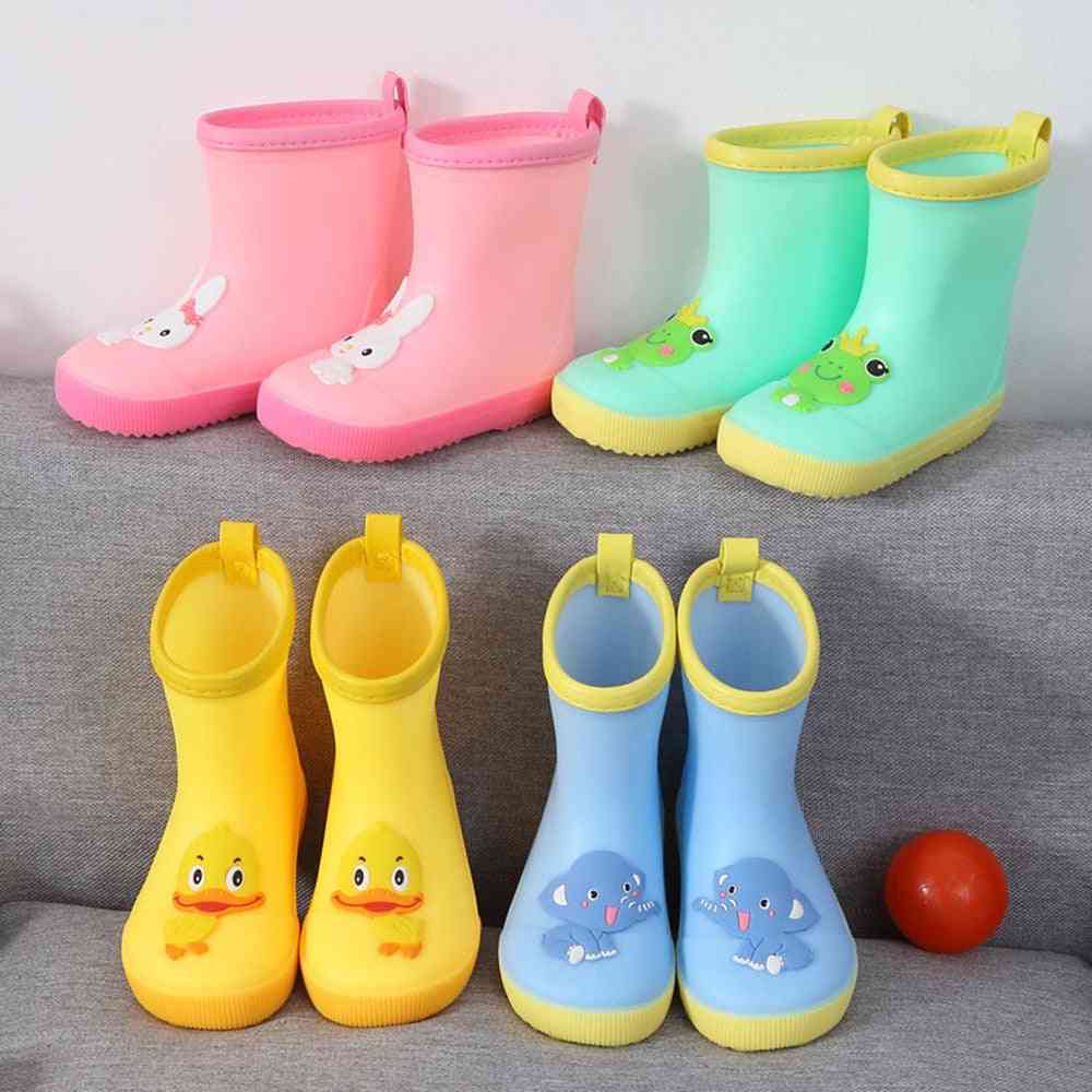 Mid-calf, Pvc Rubber, Cartoon Design-waterproof Rain Boots For Toddlers