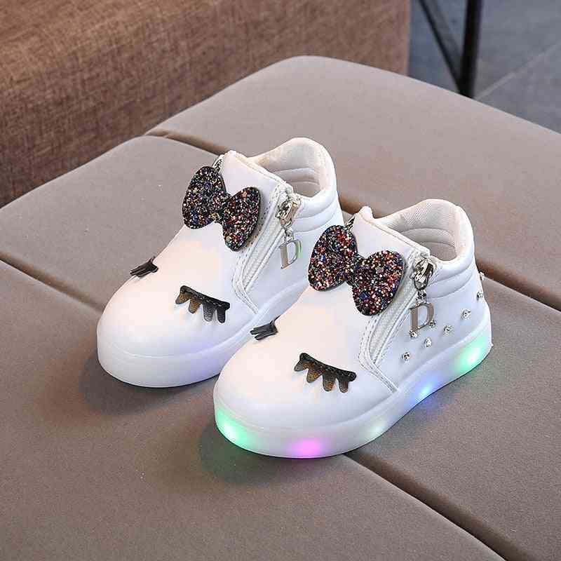 Children Glowing Sneakers Princess Bow For Led Shoes
