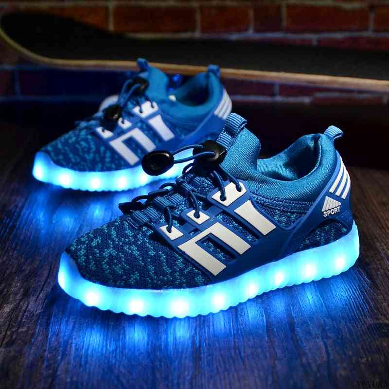 Adidași luminoși USB pentru copii, pantofi strălucitori luminează cu led