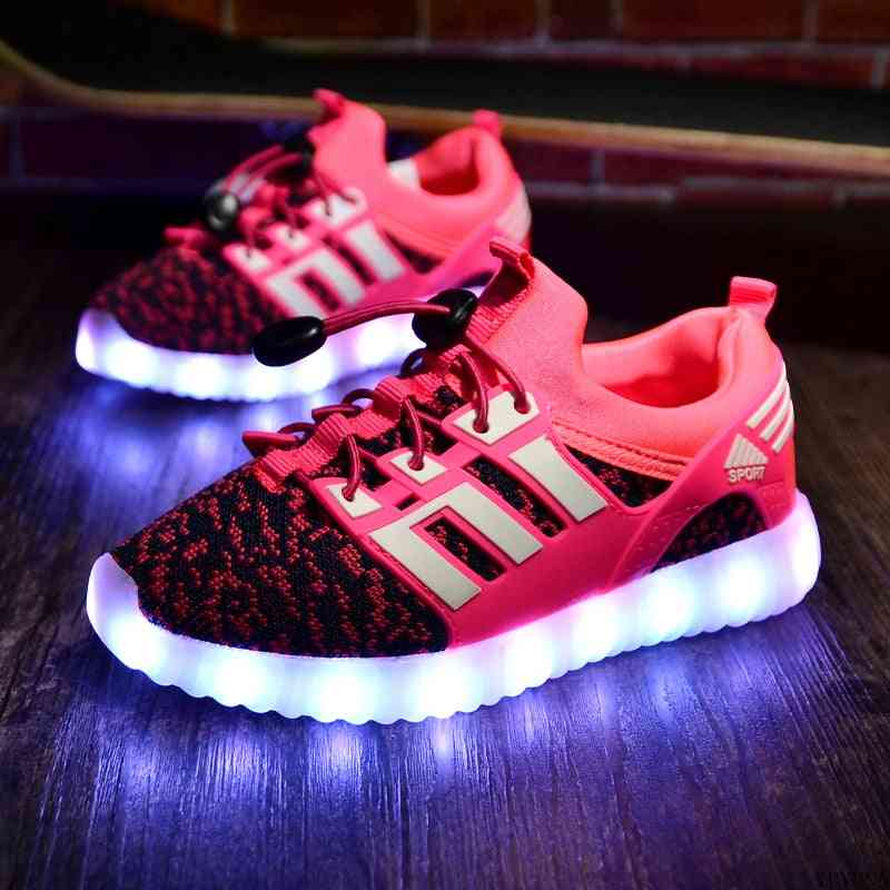 Kid's Usb Luminous Sneakers, Glowing Lights Up Shoes With Led