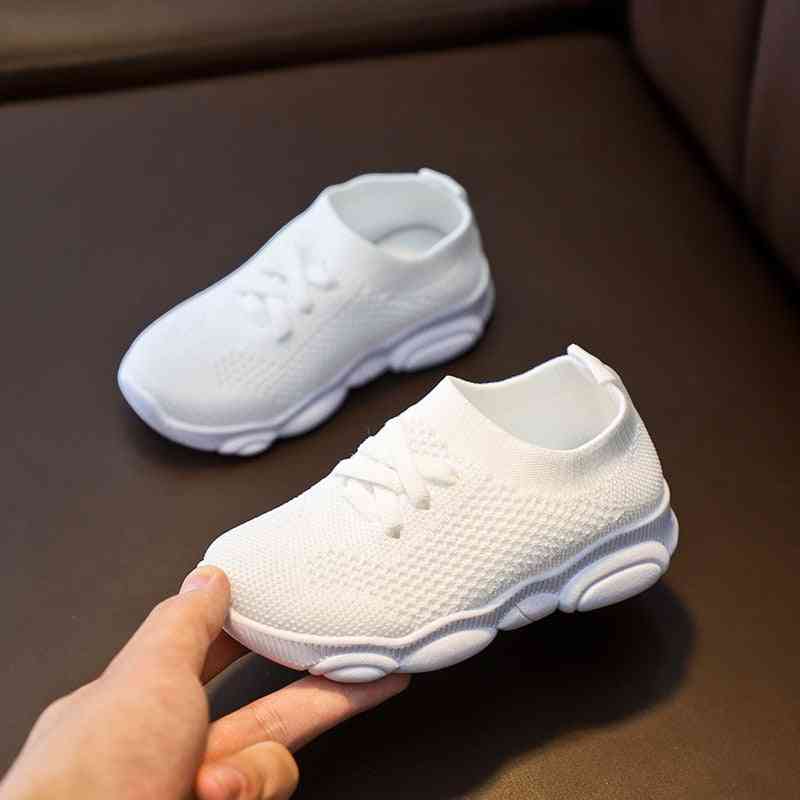 Zapatillas de deporte con fondo de goma suave antideslizante para niños, zapatillas de deporte planas informales para niños, niñas y niños - blanco