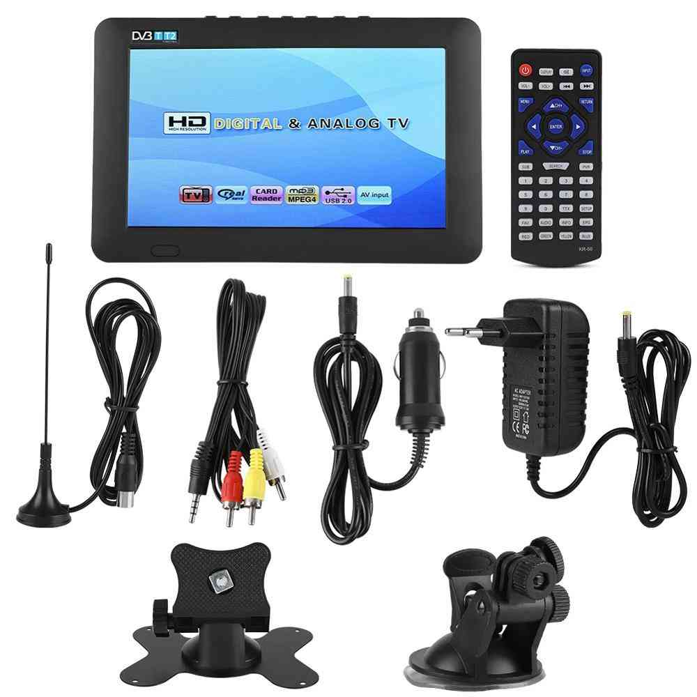 Support de voiture portable mini télévision numérique dvb-t / t2 avec support de support vidéos 1080p (prise européenne 110-240v) -