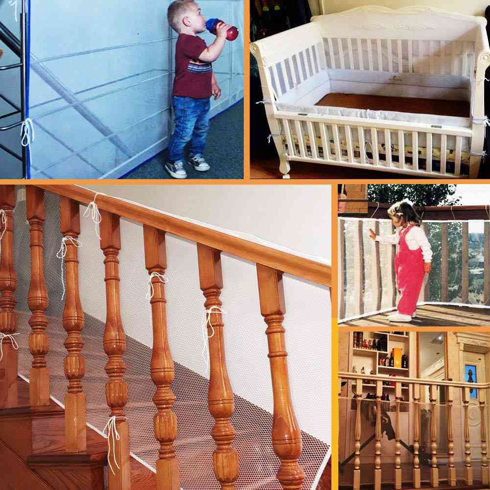 Red de protección para niños, barandilla, balcón, escaleras, valla para seguridad del bebé, color blanco