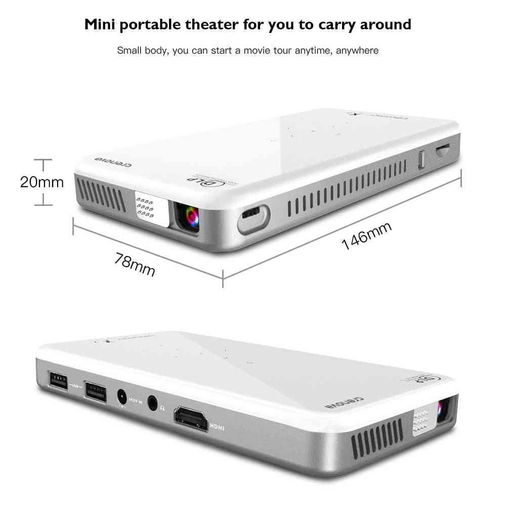 Mini dlp projektori x2 android 7.1 wifi bluetooth (2g + 16g), tukee 4k led kannettavaa 3D projektorisädettä - x2 (1g 8g)