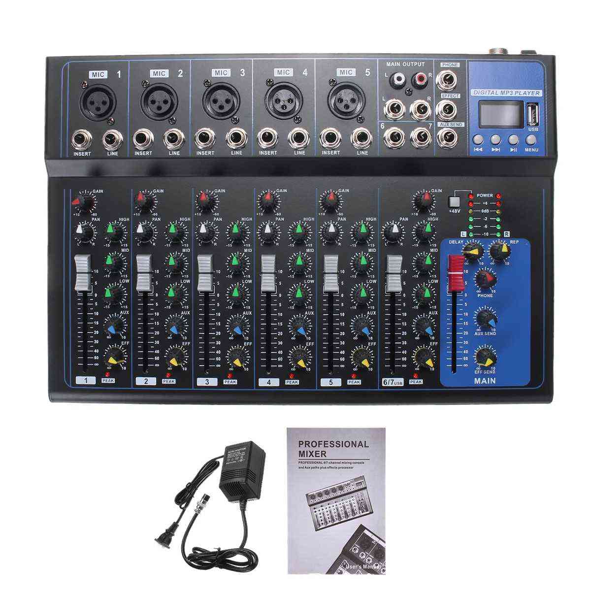 7 Channel Bluetooth Portable Audio Mixer Console
