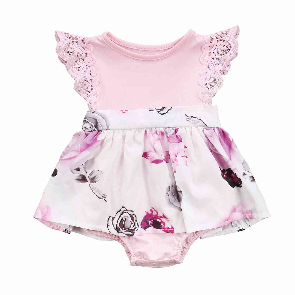 Floral Baby Girls Lace Romper & Dress Clothes Set